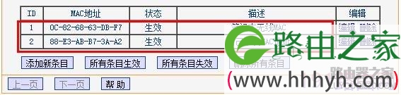 笔记本和手机MAC地址过滤规则