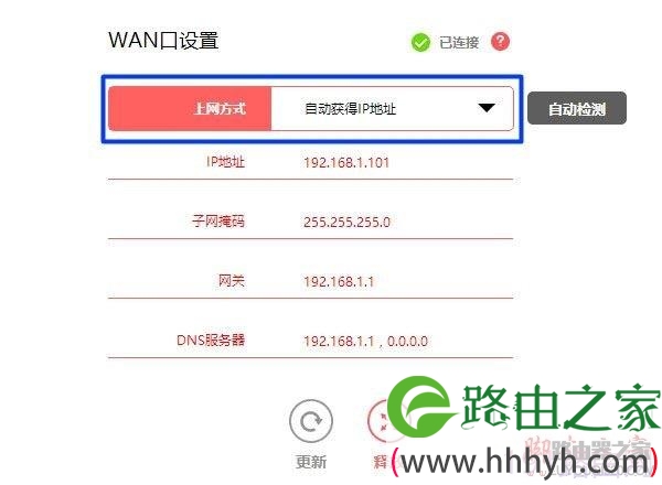 水星路由器上网方式选择：自动获得IP地址上网