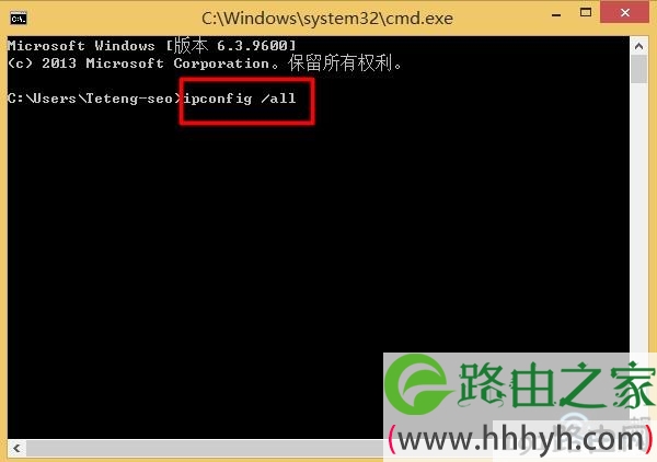 输入：ipconfig /all