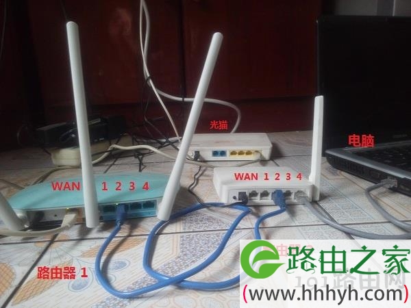 路由器A的LAN连接路由器B的LAN