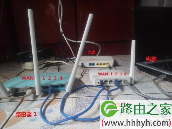 路由器A的LAN连接路由器B的LAN