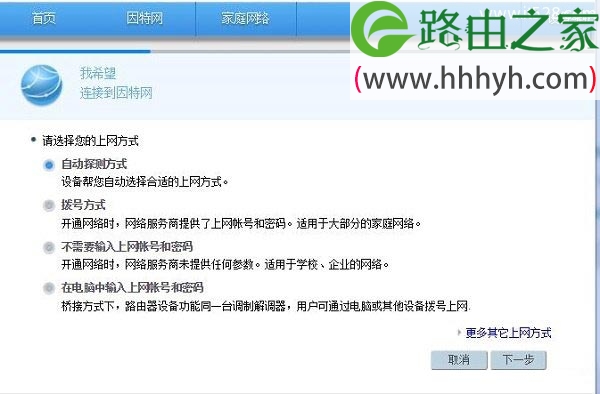 华为WS550路由器中的上网方式