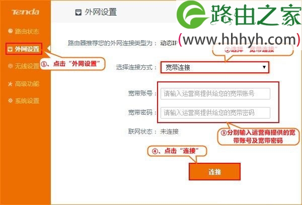 腾达(Tenda)FH1203无线路由器设置上网