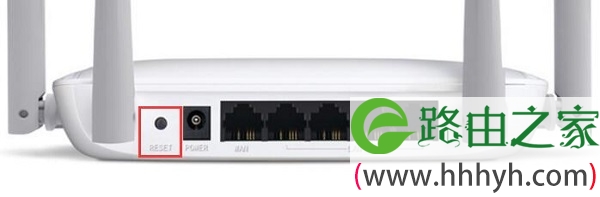 按住RESET按键，把水星MW325R路由器恢复出厂设置