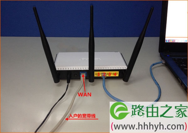 宽带网线接入上网时,无线路由器正确连接示意图