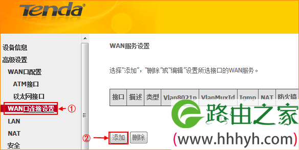 腾达D154路由一体机上添加WAN口服务
