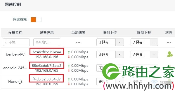 对比MAC地址信息