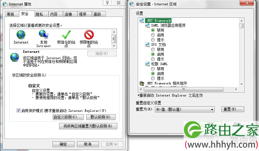安全选项卡