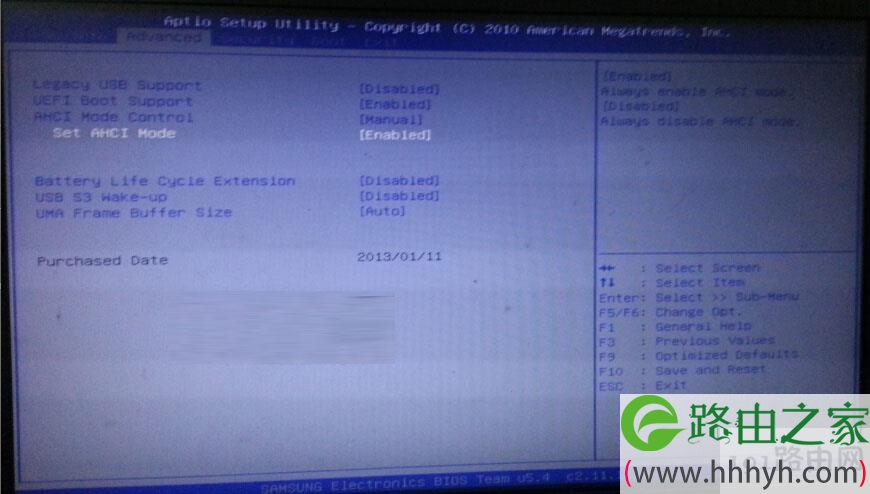 三星笔记本305V4A在bios下开启uefi模式
