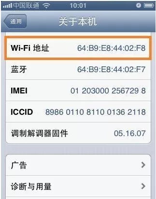 苹果手机查询MAC地址