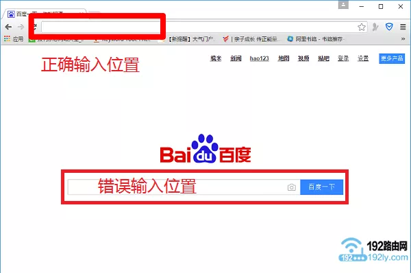 正确输入设置网址的位置