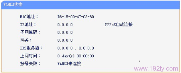 wan口状态ip地址为0.0.0.0