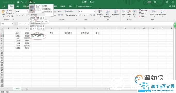 怎样把Excel表格中的小方格选项打对勾