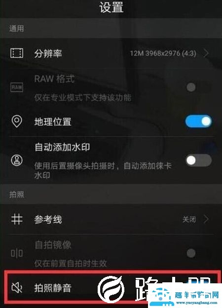 荣耀20pro快门声音怎么关