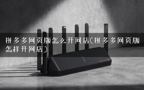 拼多多网页版怎么开网店(拼多多网页版怎样开网店)