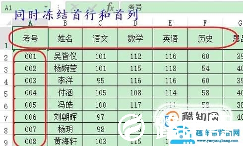 Excel表格如何冻结行和列？