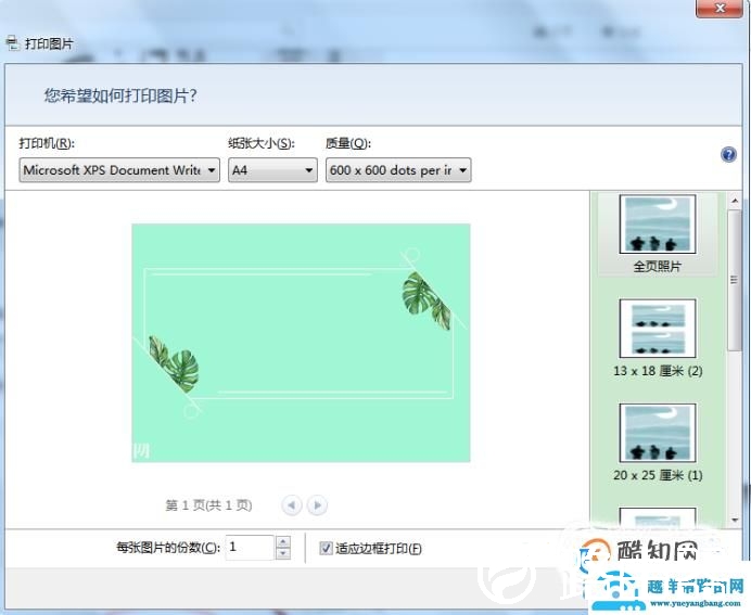 怎么调整打印的图片的规格