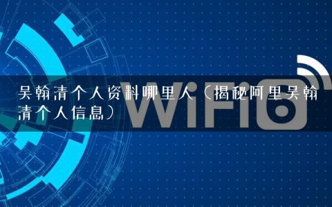 吴翰清个人资料哪里人（揭秘阿里吴翰清个人信息）