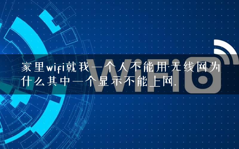 家里wifi就我一个人不能用-无线网为什么其中一个显示不能上网.