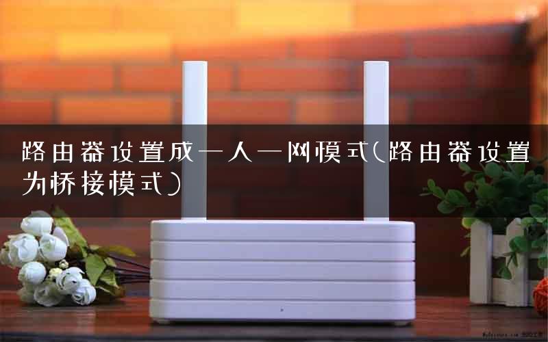 路由器设置成一人一网模式(路由器设置为桥接模式)