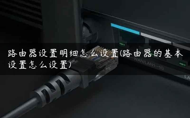 路由器设置明细怎么设置(路由器的基本设置怎么设置)