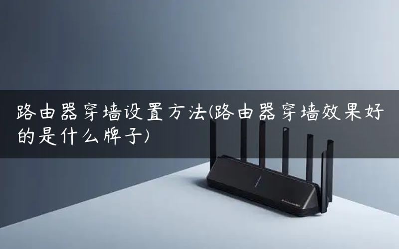 路由器穿墙设置方法(路由器穿墙效果好的是什么牌子)