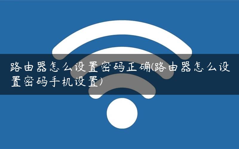 路由器怎么设置密码正确(路由器怎么设置密码手机设置)